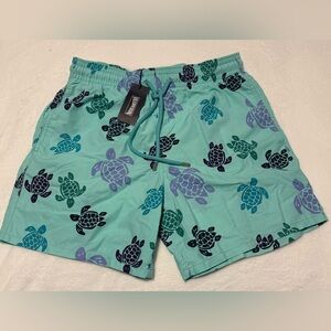 Vilebrequin Turquoise and Dark Blue Turtle Swim Trunks size L